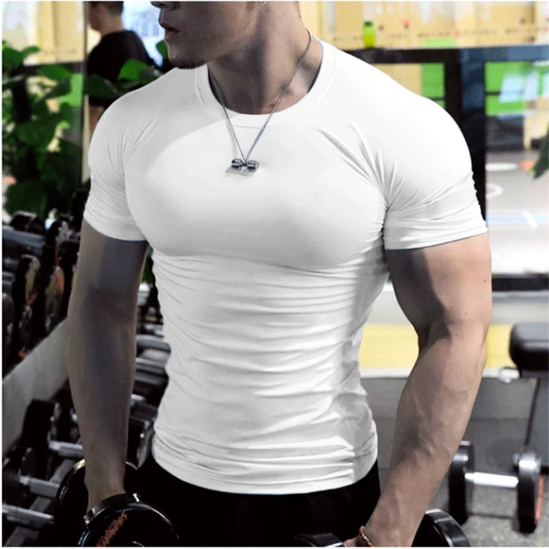 Summer Male t-Shirt Casual Soild White t Shirts Men Short Sleeve Top Oversized Compression Gym t-Shirts Streetwear Man Clothing Summer Male t-Shirt Casual Soild White t Shirts Men Short Sleeve Top Oversized Compression Gym t-Shirts Streetwear Man Clothing