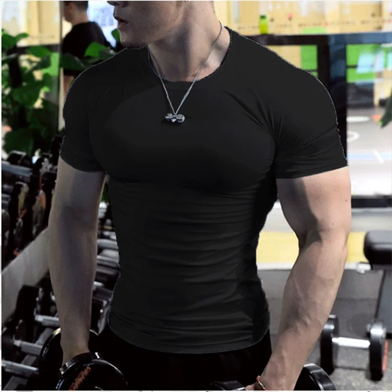 Summer Male t-Shirt Casual Soild White t Shirts Men Short Sleeve Top Oversized Compression Gym t-Shirts Streetwear Man Clothing - Image 3