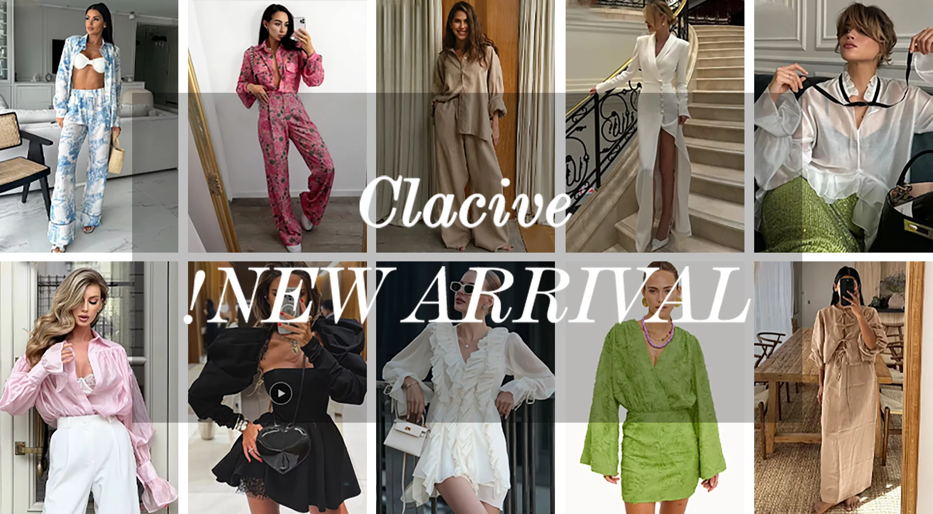 Clacive Fashion Loose Blue Stripe Cotton 2 Piece Sets Women Outfit 2025 Elegant Long Sleeve Shirt With High Waist Wide Pants Set