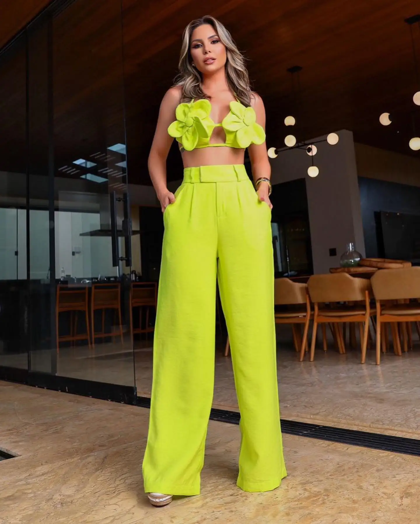 Sexy Pants Set For Women 2 Pieces With Short Top 2024 Autumn Fashion Trousers Sets Women's Clothing