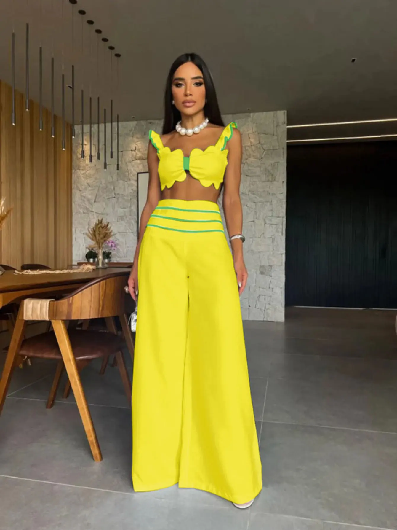 Sexy Pants Set For Women 2 Pieces With Short Top 2024 Autumn Fashion Trousers Sets Women's Clothing