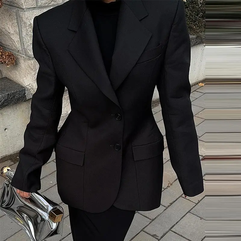 Elegant Lapel Blazer Skirt Set Women Casual Slim Long Sleeve Single Breasted Pocket Solid Mini Skirt 2025 Fashion Lady Outfit