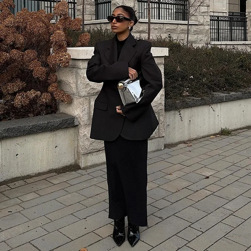 Elegant Lapel Blazer Skirt Set Women Casual Slim Long Sleeve Single Breasted Pocket Solid Mini Skirt 2025 Fashion Lady Outfit