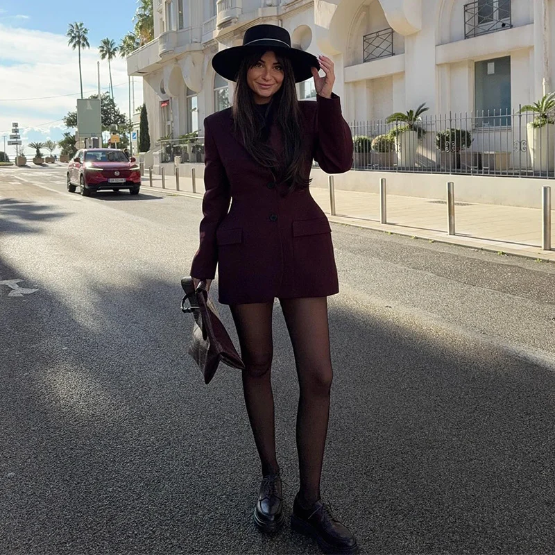 Elegant Lapel Blazer Skirt Set Women Casual Slim Long Sleeve Single Breasted Pocket Solid Mini Skirt 2025 Fashion Lady Outfit