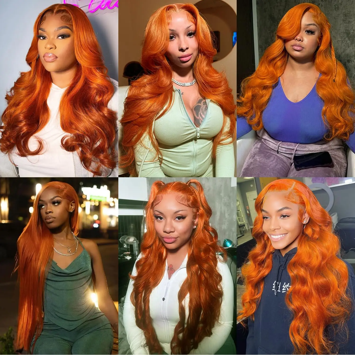 Colored Orange Ginger Lace Front Wigs Human Hair Body Wave 13x6 HD Lace Frontal Wig Loose Wave Brazilian Transparent Lace Wig
