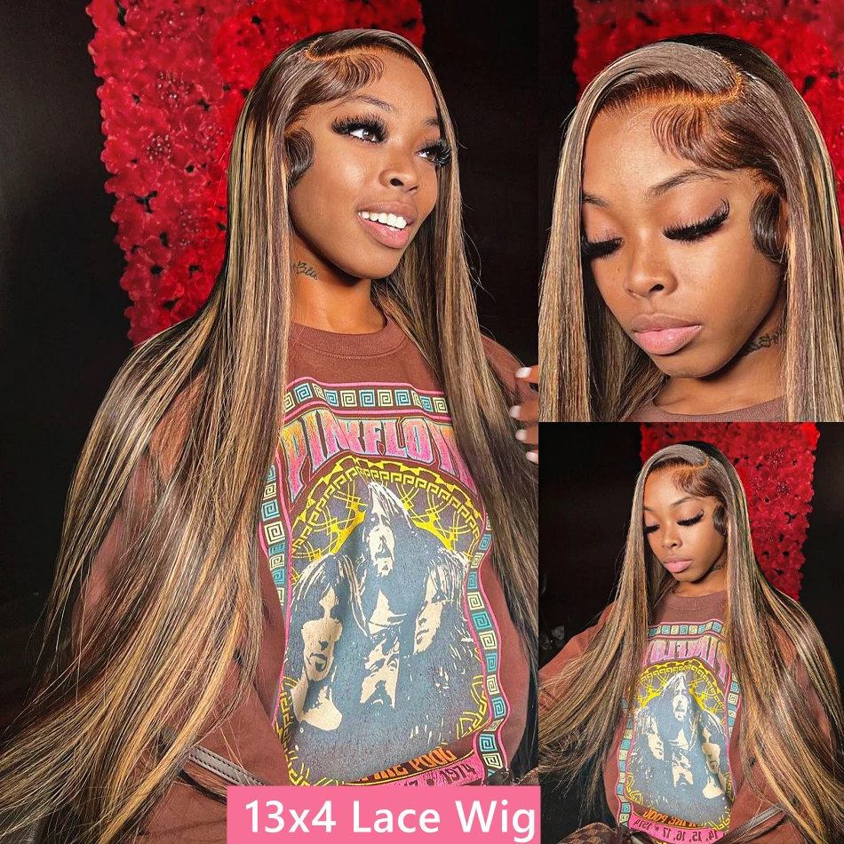 13x6 Hd Highlight Wig Colored Lace Frontal Human Hair Wigs 100%  For Women Pre Plucked Honey Blonde 13x4 Straight Lace Front Wig