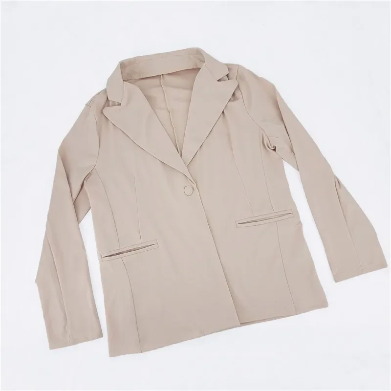 Solid Casual Two Piece Set for Women Matching Sets Outfits Long Sleeve Blazer Coat and Shorts Office Lady Elegant Business Suits