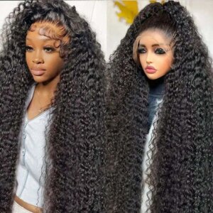 250 Density 13x6 Hd Lace Frontal Wigs Brazilian 32 34 40 Inch Deep Wave Curly Human Hair Wigs 100% For Black Women Preplucked