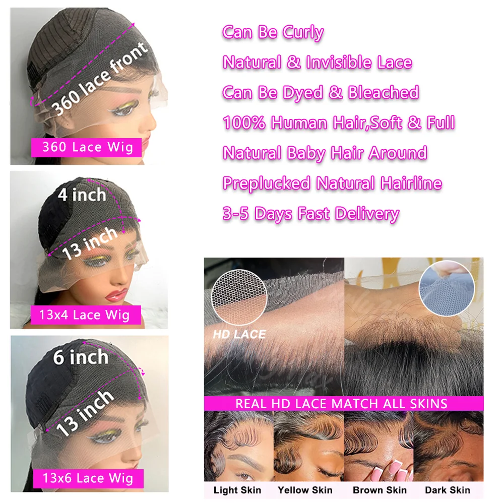 250 Density 13x6 Hd Lace Frontal Wigs Brazilian 32 34 40 Inch Deep Wave Curly Human Hair Wigs 100% For Black Women Preplucked - Image 6
