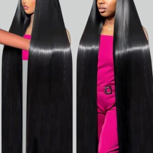 40 50 Inch 13x4 13x6 HD Transparent Bone Straight Lace Front Wigs 250 Density 360 Full Lace Brazilian Human Hair Wigs For Women