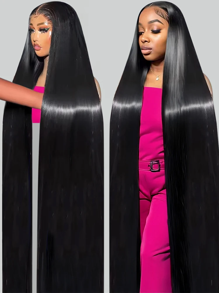 40 50 Inch 13x4 13x6 HD Transparent Bone Straight Lace Front Wigs 250 Density 360 Full Lace Brazilian Human Hair Wigs For Women