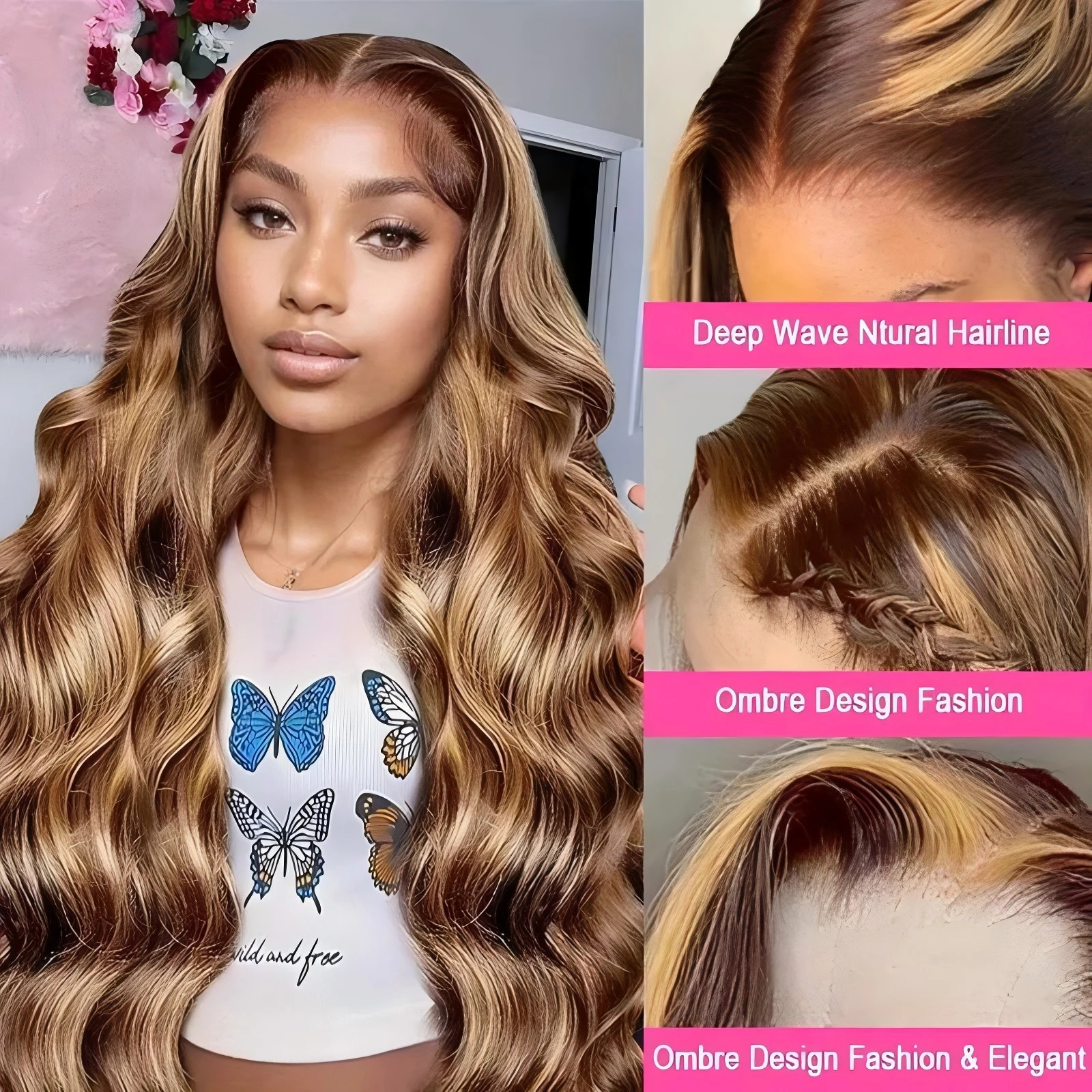 Body wave 4/27 Honey Blonde 30 inch lace front wig human hair hd lace frontal wig 13x6 wig humain hair for Women sale clearance - Image 4