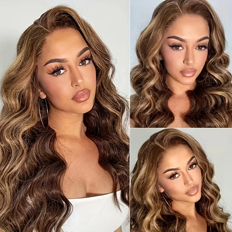 Body wave 4/27 Honey Blonde 30 inch lace front wig human hair hd lace frontal wig 13x6 wig humain hair for Women sale clearance - Image 2