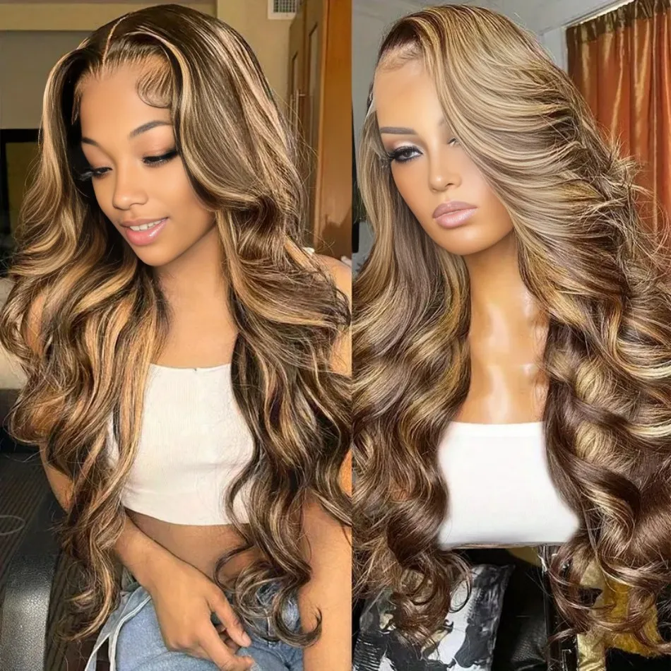 Body wave 4/27 Honey Blonde 30 inch lace front wig human hair hd lace frontal wig 13x6 wig humain hair for Women sale clearance - Image 3