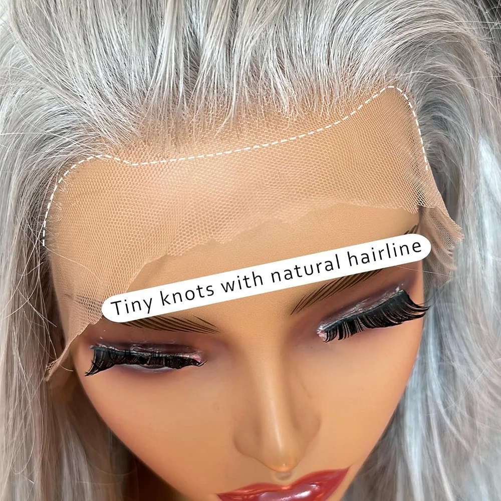 Silver Grey Straight Wigs Human Hair Vietnamese 220% Density 13x6 HD Lace Frontal Colored Wig 38 Pre Plucked With Baby Hairline Silver Grey Straight Wigs Human Hair Vietnamese 220% Density 13x6 HD Lace Frontal Colored Wig 38 Pre Plucked With Baby Hairline