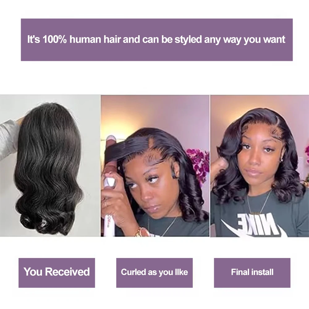 Bob Wig 13x4 Body Wave Glueless Wig Human Hair Brazilian Ready To Wear 7x5 Lace Frontal Wig Pre Cut No Glue For Women Preplucked Bob Wig 13x4 Body Wave Glueless Wig Human Hair Brazilian Ready To Wear 7x5 Lace Frontal Wig Pre Cut No Glue For Women Preplucked