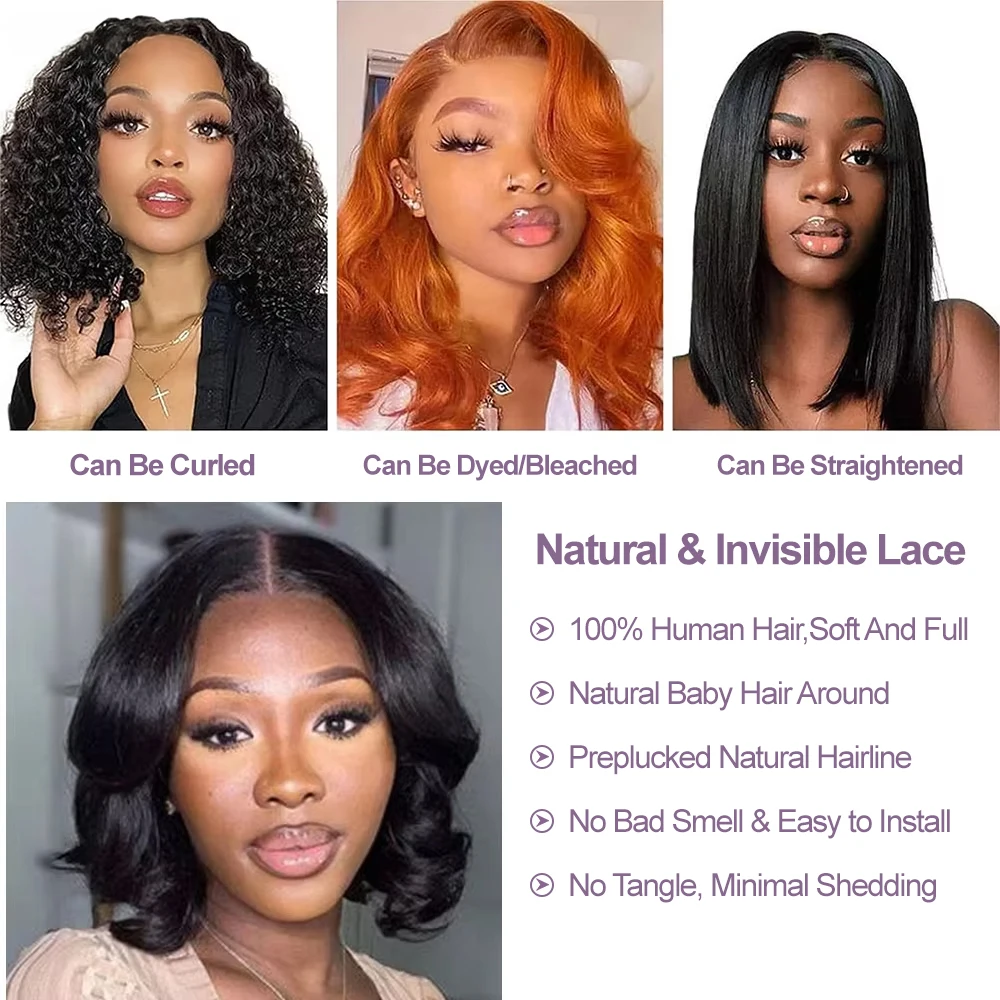 Bob Wig 13x4 Body Wave Glueless Wig Human Hair Brazilian Ready To Wear 7x5 Lace Frontal Wig Pre Cut No Glue For Women Preplucked Bob Wig 13x4 Body Wave Glueless Wig Human Hair Brazilian Ready To Wear 7x5 Lace Frontal Wig Pre Cut No Glue For Women Preplucked