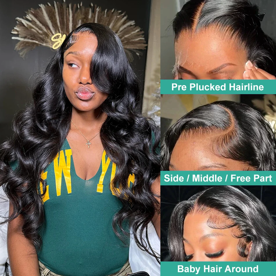 Body Wave Lace Front Human Hair Wig 30 40 Inches 200 Density Brazilian Remy 13x6 Transparent Hd Lace Frontal Wigs For Women