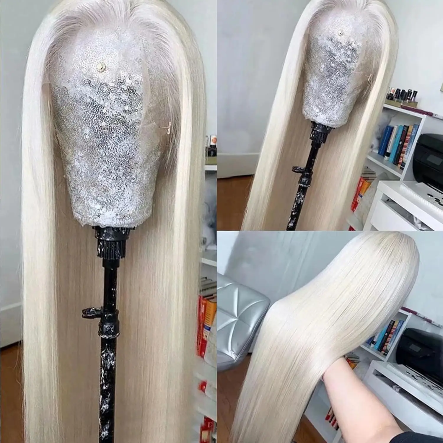 100% Vietnam Human Hair Straight Lace Front Wigs 613 Platinum Blonde Human Hair Transparent Lace Closure Frontal Wig Pre Plucked 100% Vietnam Human Hair Straight Lace Front Wigs 613 Platinum Blonde Human Hair Transparent Lace Closure Frontal Wig Pre Plucked