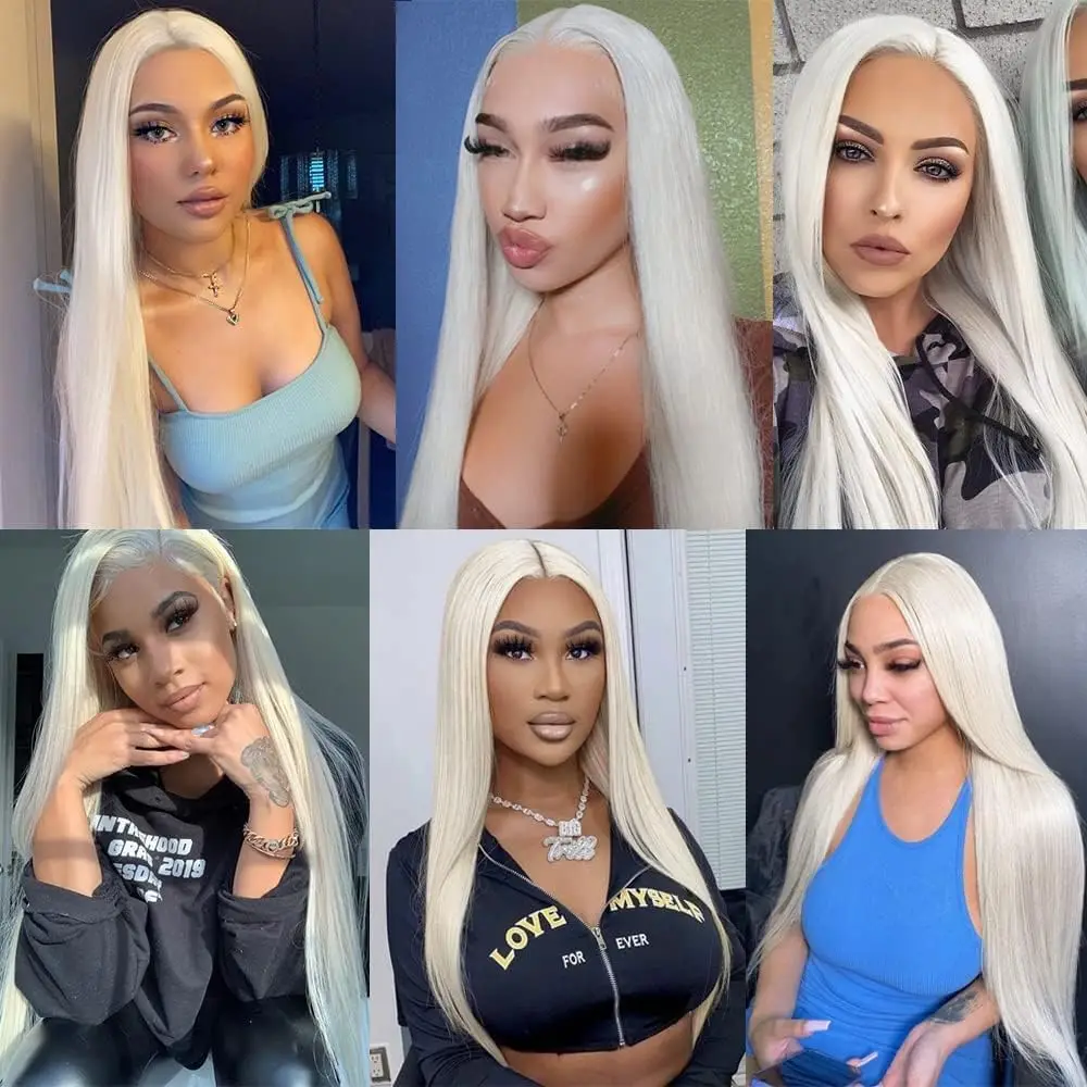 100% Vietnam Human Hair Straight Lace Front Wigs 613 Platinum Blonde Human Hair Transparent Lace Closure Frontal Wig Pre Plucked 100% Vietnam Human Hair Straight Lace Front Wigs 613 Platinum Blonde Human Hair Transparent Lace Closure Frontal Wig Pre Plucked