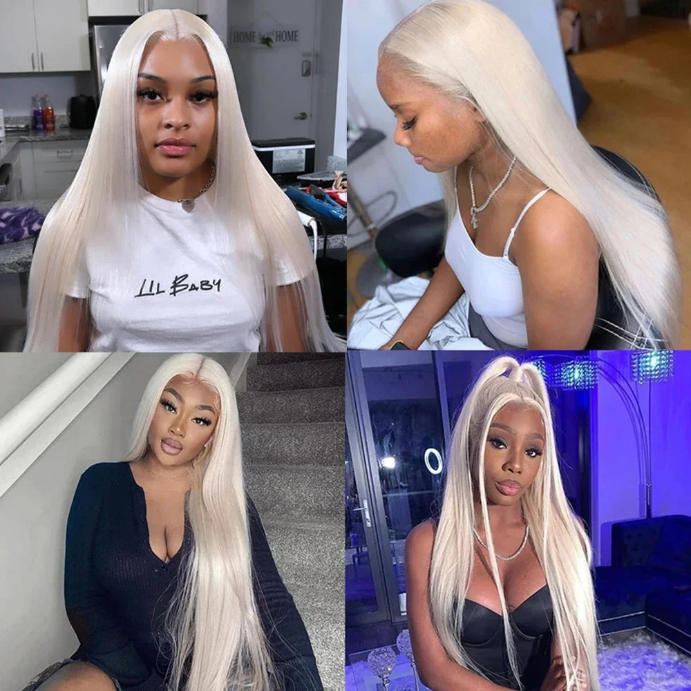 100% Vietnam Human Hair Straight Lace Front Wigs 613 Platinum Blonde Human Hair Transparent Lace Closure Frontal Wig Pre Plucked - Image 5
