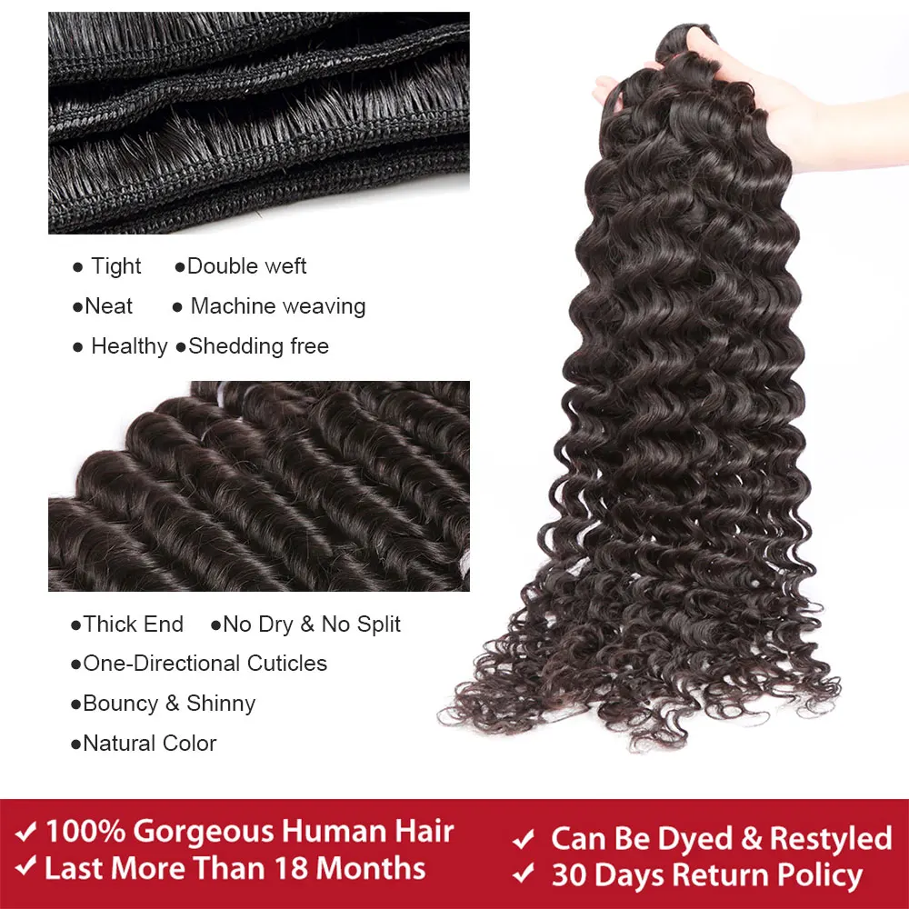 Deep Wave Human Hair Bundles Burmese Curly Hair Bundles 100% Human Hair Water Wave Original Natural Hair Extensions 1/3/4 Pieces Deep Wave Human Hair Bundles Burmese Curly Hair Bundles 100% Human Hair Water Wave Original Natural Hair Extensions 1/3/4 Pieces