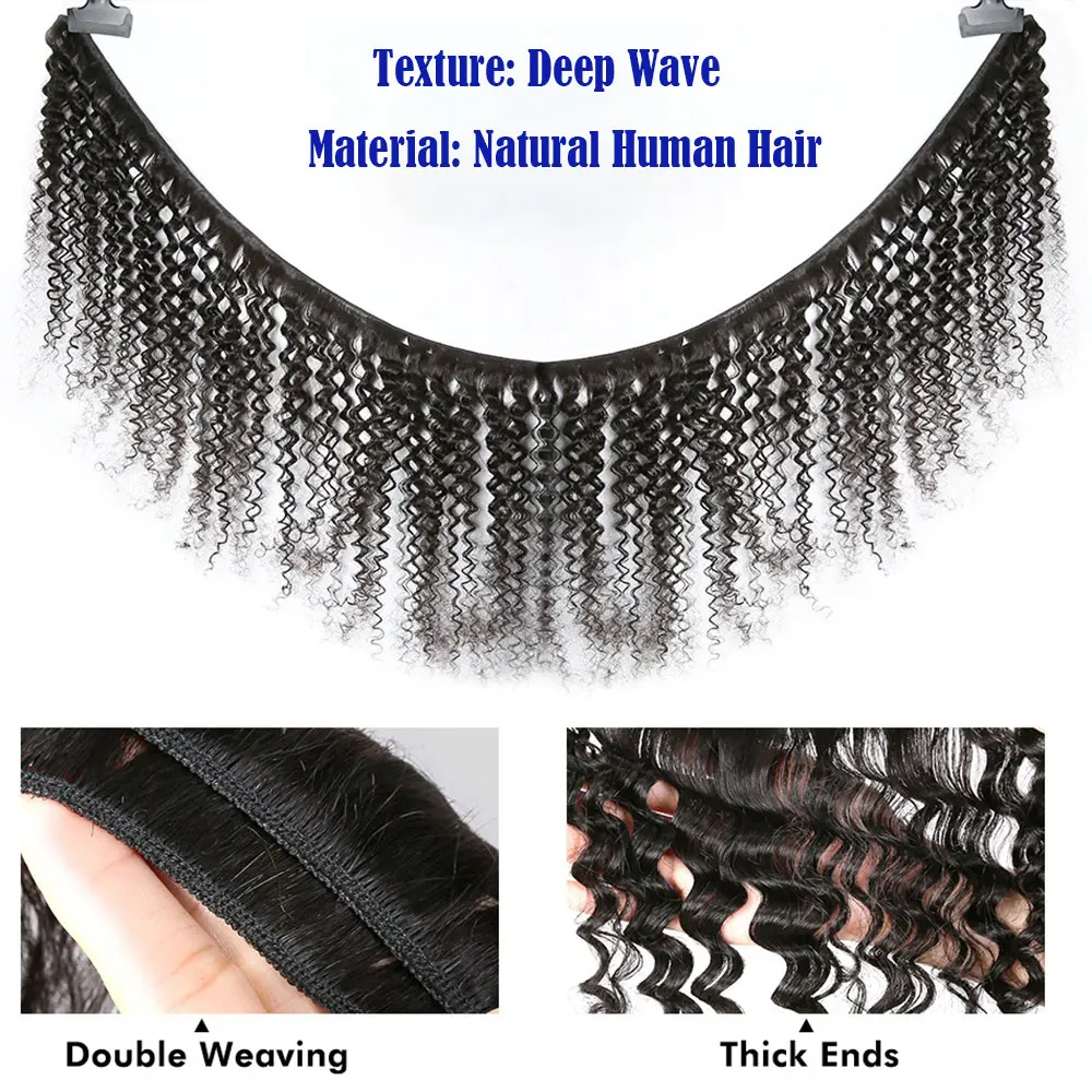 Deep Wave Human Hair Bundles Burmese Curly Hair Bundles 100% Human Hair Water Wave Original Natural Hair Extensions 1/3/4 Pieces - Image 5