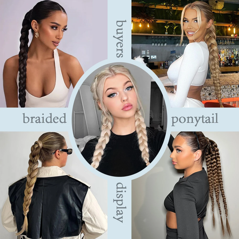 Synthetic Long Twist Braid Ponytail Extensions With Rubber Band 24 Inch Boxing Braided Hair Extensions For Women Daily Use Synthetic Long Twist Braid Ponytail Extensions With Rubber Band 24 Inch Boxing Braided Hair Extensions For Women Daily Use