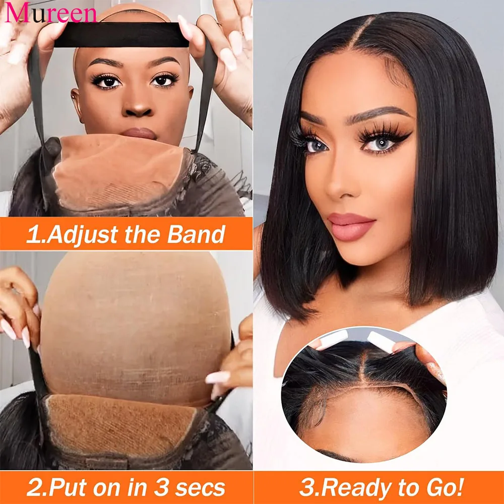 250% Density Straight Wear And Go Glueless Bob Wig For Women Ready To Go Human Hair Wigs 4x4 Lace Closure Wig Human Hair 250% Density Straight Wear And Go Glueless Bob Wig For Women Ready To Go Human Hair Wigs 4x4 Lace Closure Wig Human Hair