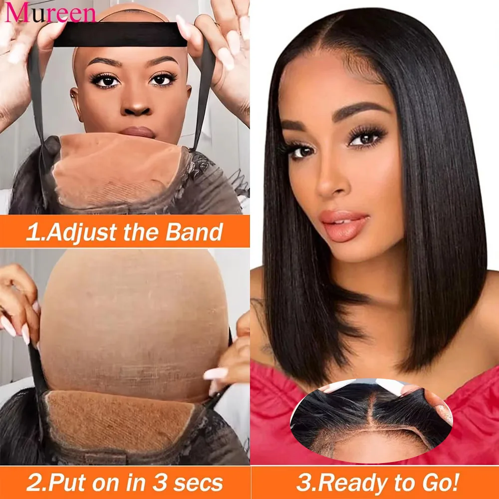 250% Density Straight Wear And Go Glueless Bob Wig For Women Ready To Go Human Hair Wigs 4x4 Lace Closure Wig Human Hair - Image 4
