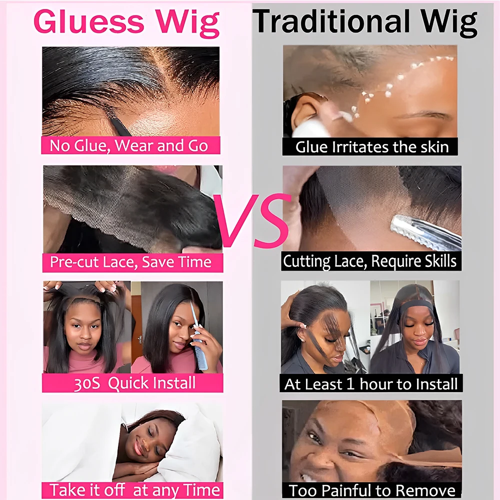 250% Density Straight Wear And Go Glueless Bob Wig For Women Ready To Go Human Hair Wigs 4x4 Lace Closure Wig Human Hair - Image 6