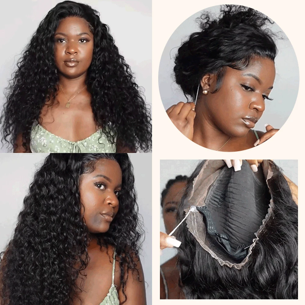 250 Density Invisible Strap 360 HD Full Lace Glueless Wig Deep Wave Frontal Wig Human Hair 30 Inch Water Wave Lace Front Wig - Image 3