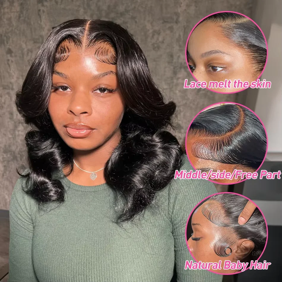 250% Body Wave HD Lace Frontal Wig Short Bob Wig Human Hair Glueless Human Hair Wavy 13x4 Transparent Lace Front Wigs For Women 250% Body Wave HD Lace Frontal Wig Short Bob Wig Human Hair Glueless Human Hair Wavy 13x4 Transparent Lace Front Wigs For Women