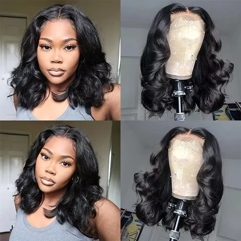 250% Body Wave HD Lace Frontal Wig Short Bob Wig Human Hair Glueless Human Hair Wavy 13x4 Transparent Lace Front Wigs For Women 250% Body Wave HD Lace Frontal Wig Short Bob Wig Human Hair Glueless Human Hair Wavy 13x4 Transparent Lace Front Wigs For Women