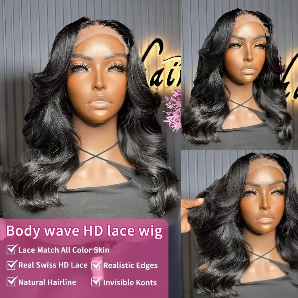 250% Body Wave HD Lace Frontal Wig Short Bob Wig Human Hair Glueless Human Hair Wavy 13x4 Transparent Lace Front Wigs For Women 250% Body Wave HD Lace Frontal Wig Short Bob Wig Human Hair Glueless Human Hair Wavy 13x4 Transparent Lace Front Wigs For Women