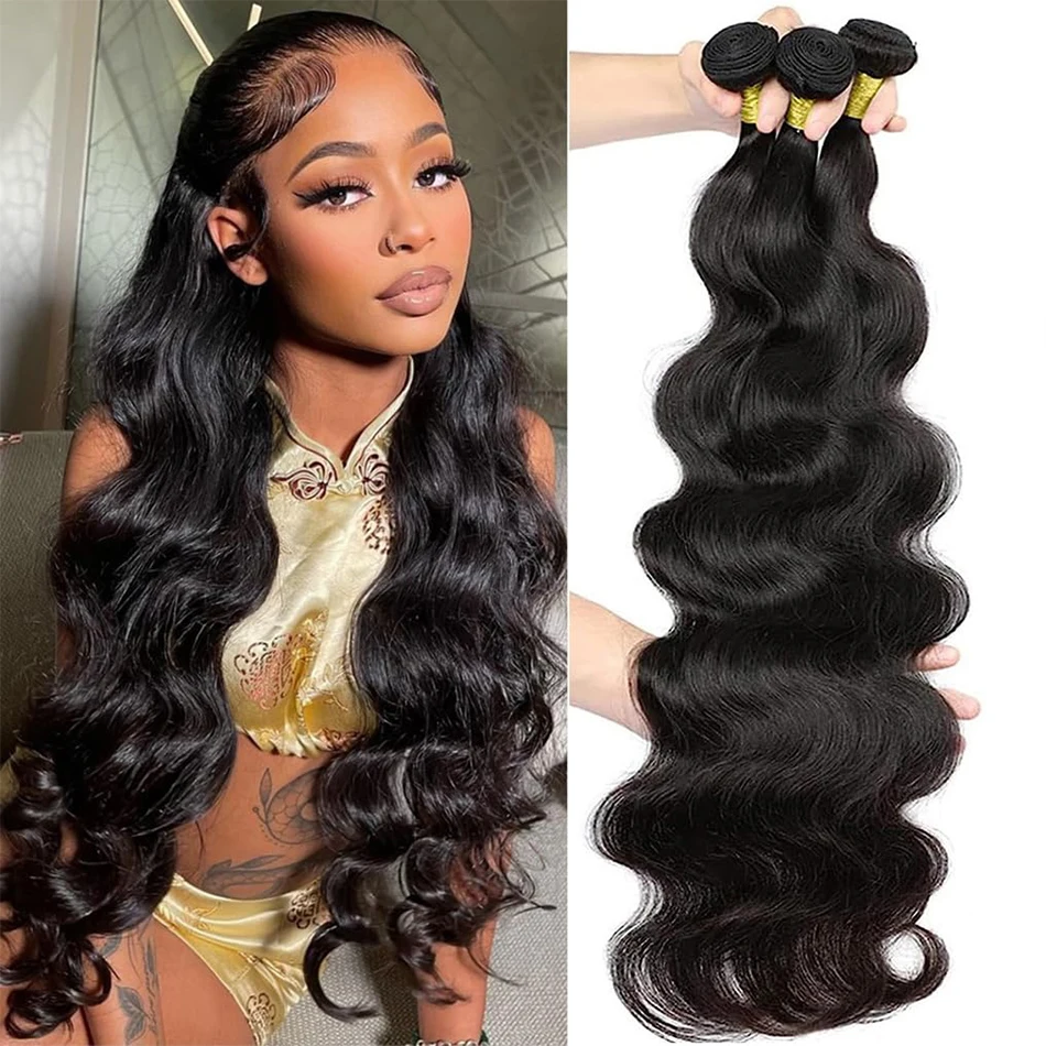 Body Wave Bundles Human Hair Extensions Brazilian Bundles 100% Human Hair 1/3 Pcs 30 Inch Natural Raw Hair Bundles Fast Shipping