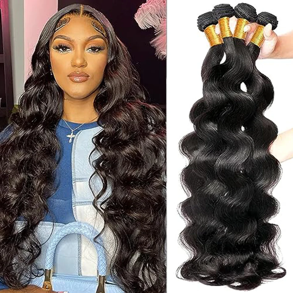 Body Wave Bundles Human Hair Extensions Brazilian Bundles 100% Human Hair 1/3 Pcs 30 Inch Natural Raw Hair Bundles Fast Shipping