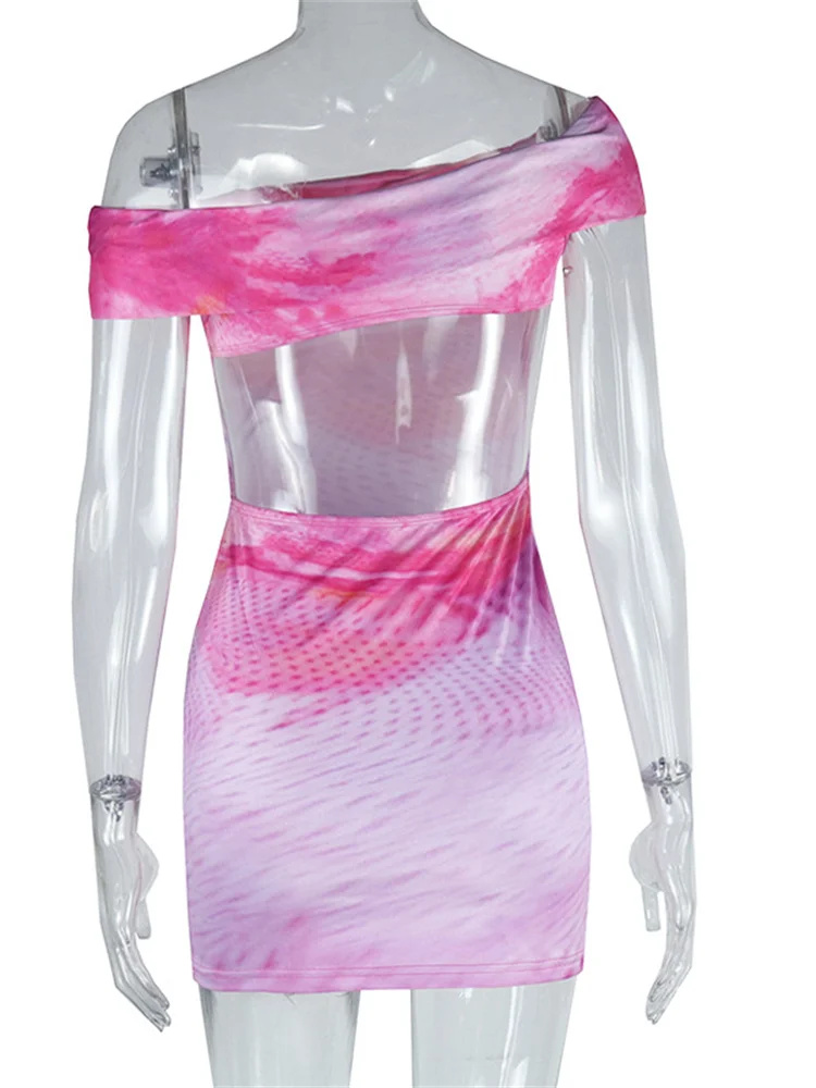 kliou Gradient Hollow Out Women Mini Dress Trend Slash Neck Body-shaping Backless Irregular Frock Female Attractive Party Wear kliou Gradient Hollow Out Women Mini Dress Trend Slash Neck Body-shaping Backless Irregular Frock Female Attractive Party Wear