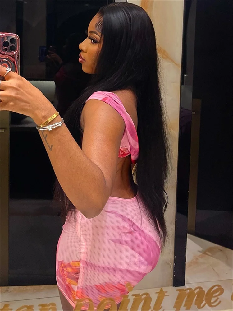 kliou Gradient Hollow Out Women Mini Dress Trend Slash Neck Body-shaping Backless Irregular Frock Female Attractive Party Wear kliou Gradient Hollow Out Women Mini Dress Trend Slash Neck Body-shaping Backless Irregular Frock Female Attractive Party Wear