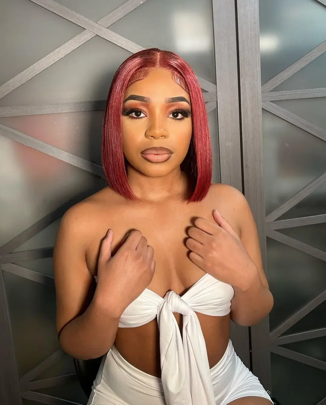 13x4 Wear and Go Glueless Bob Wig Human Hair Straight Bob Wigs Human Hair 100% 99J Red Colored 7x5 Glueless Wigs Ready to Wear