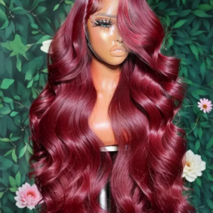100% Human Hair 99J Burgundy Body Wave 13x4 Lace Front Wig 13x6 HD 30 40 Inch Lace Frontal Wigs Wine Red Water Loose Brazilian