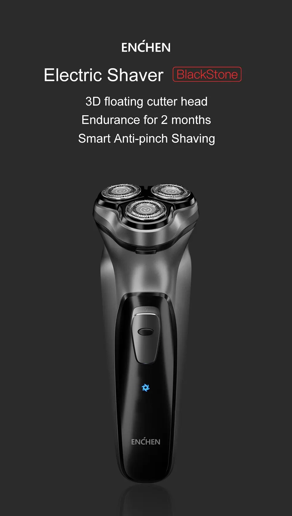 ENCHEN Blackstone Electrical Rotary Shaver for Men 3D Floating Blade Washable Type-C USB Rechargeable Shaving Beard Machine ENCHEN Blackstone Electrical Rotary Shaver for Men 3D Floating Blade Washable Type-C USB Rechargeable Shaving Beard Machine