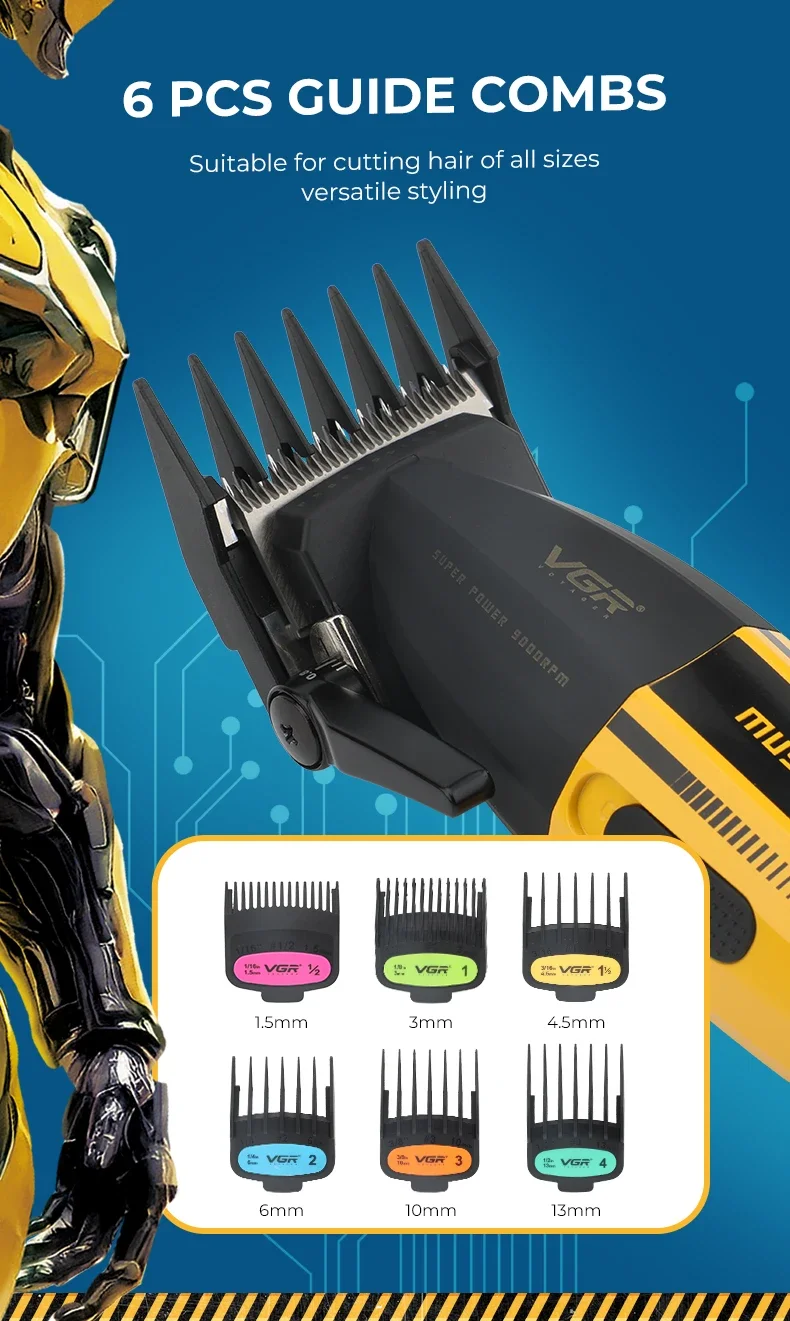 VGR 9000RPM Hair Clipper Professional Clippers Adjustable Haircut Machine Cordless Hair Trimmer Electric Hair Clippers Men V-285 VGR 9000RPM Hair Clipper Professional Clippers Adjustable Haircut Machine Cordless Hair Trimmer Electric Hair Clippers Men V-285