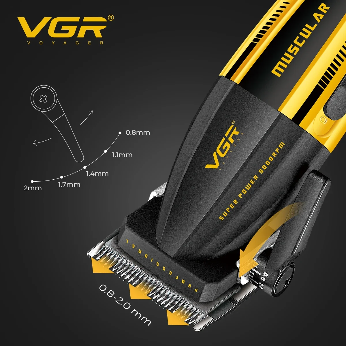 VGR 9000RPM Hair Clipper Professional Clippers Adjustable Haircut Machine Cordless Hair Trimmer Electric Hair Clippers Men V-285 - Image 4