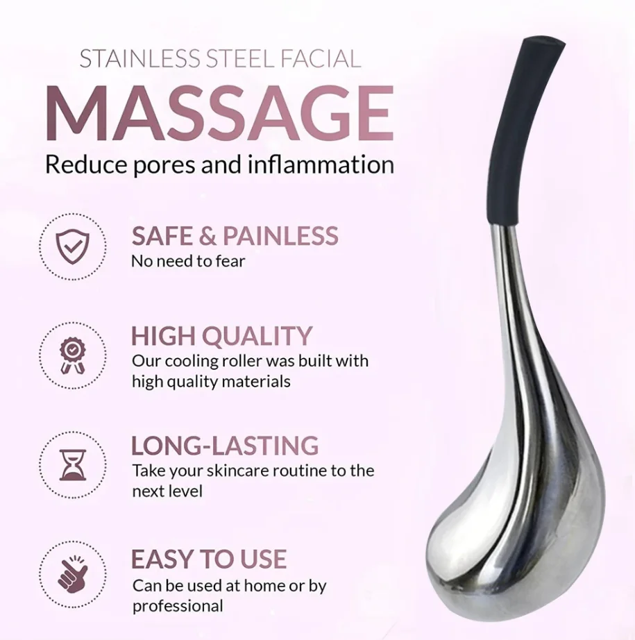 Ice Globes Facial Skin Care Tool for Face and Eyes Stainless Steel Beauty Cryo Sticks for Women Cooling Spa Globes Cold Roller