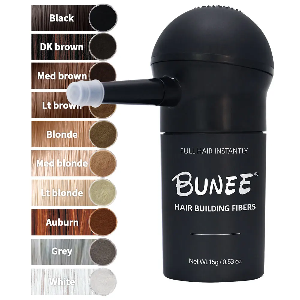 "BUNEE Hair Fiber Set 15g: Men's natural hair-dense fibers for balding areas, fills part lines, includes 15g fiber powder - Image 4