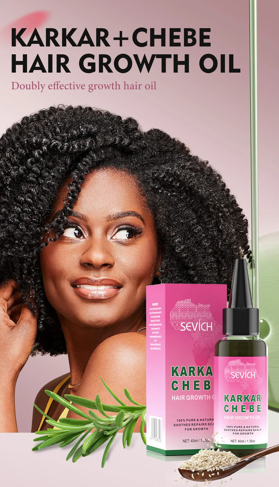 100% Pure Natural Karkar Chebe Oil Batana Butter Hair Growth Oil Rosemary Repair Damaged Hair Treatment Oil Anti-Hair Loss Care