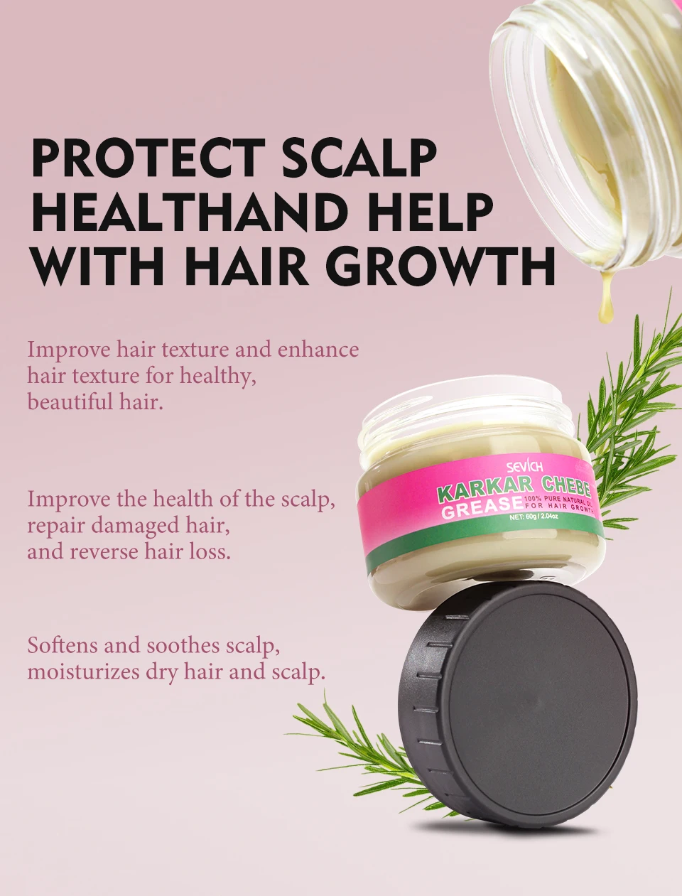 100% Pure Natural Karkar Chebe Oil Batana Butter Hair Growth Oil Rosemary Repair Damaged Hair Treatment Oil Anti-Hair Loss Care