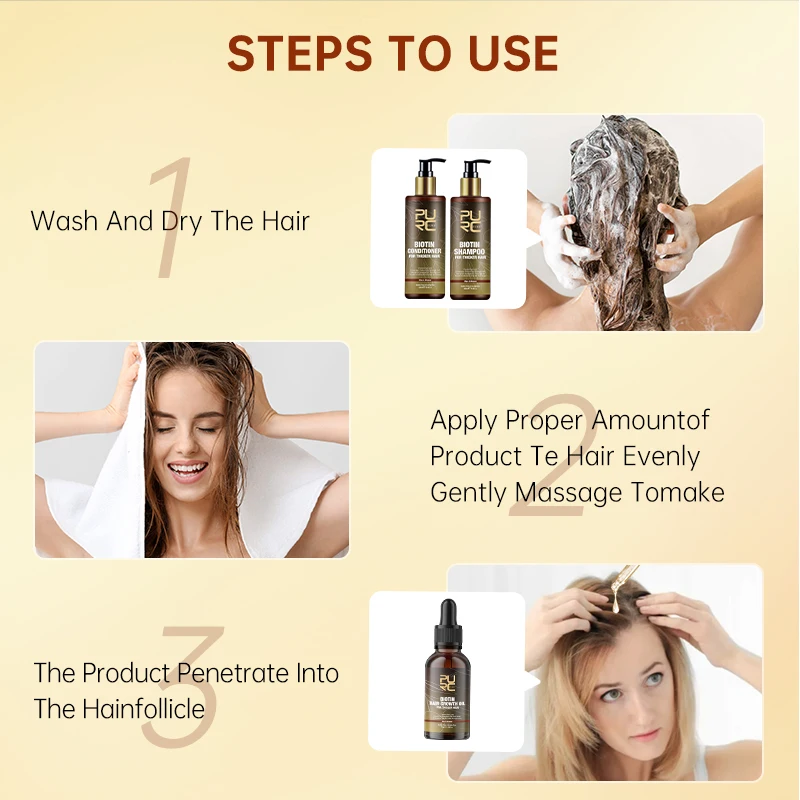 PURC Biotin Hair Growth Shampoo Anti Hair Loss Repair Damaged Frizz Argan Oil Scalp Treatment Hair Care Products - Image 6