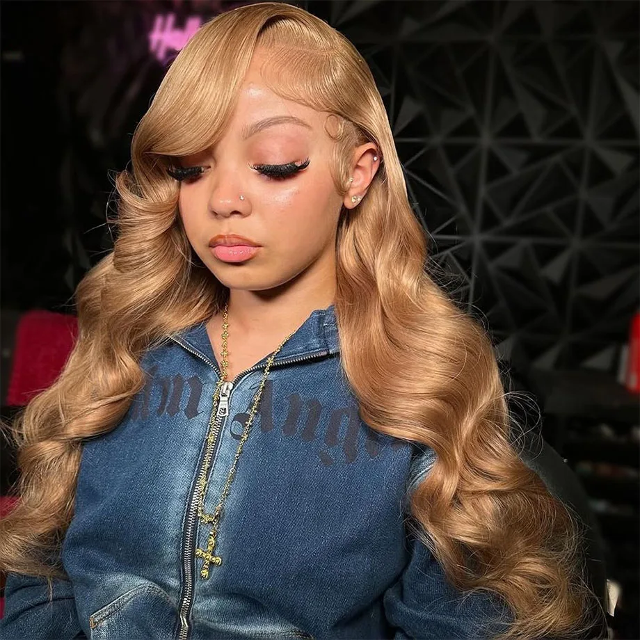 27# Honey Blond 13x4 Body Wave Lace Frontal Human Hair Wigs Brazilian Colored Loose Water Wave 13x6 HD Lace Front Wigs For Women 27# Honey Blond 13x4 Body Wave Lace Frontal Human Hair Wigs Brazilian Colored Loose Water Wave 13x6 HD Lace Front Wigs For Women